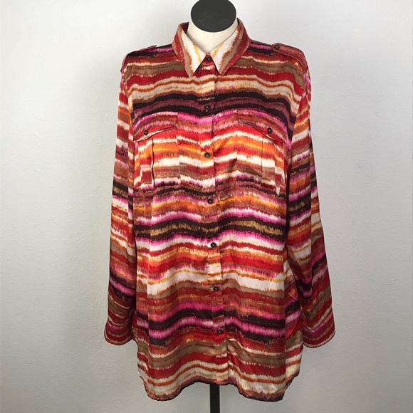 Jones New York Button Up Shirt Women’s Size 3X Multicolor Long Sleeve’s - Picture 16 of 16